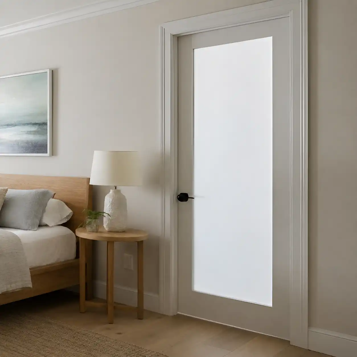 frosted glass door