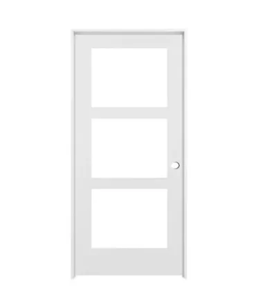 Three Panel Frosted Glass Prehung Door
