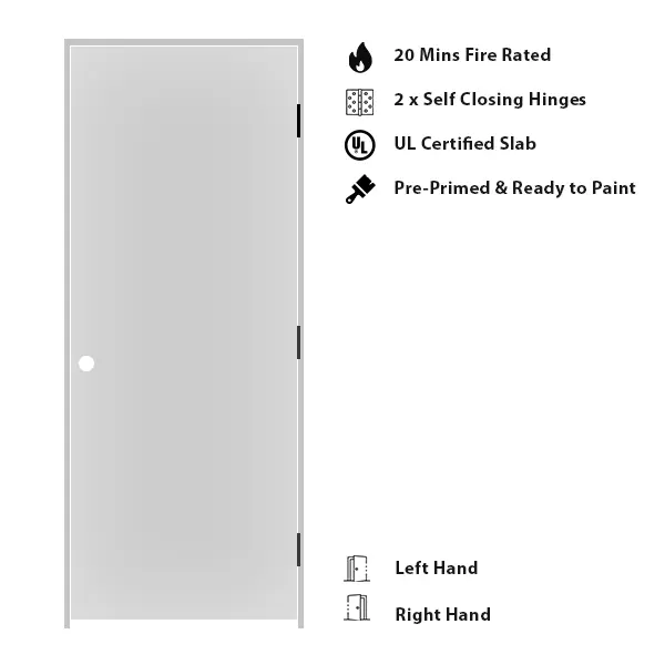 Prehung interior door with fire rated slab. Fire rated 20 minutes
