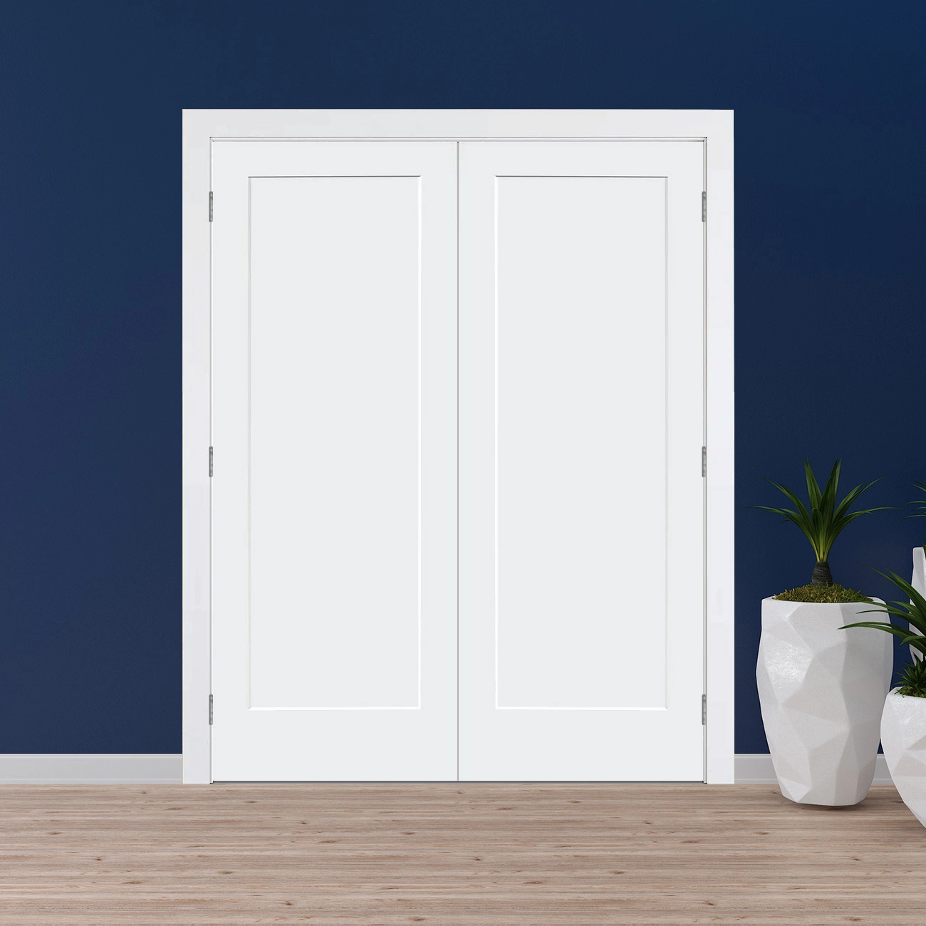 One Panel Shaker Solid Core Door Silver Hinges