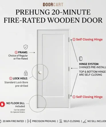 prehung 20 minute fire rated wooden door