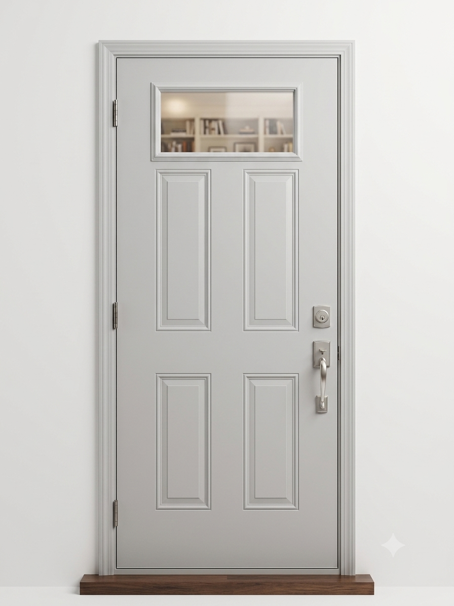 Clear 1 Lite - Primed Steel Pre hung Entrance Door - 2210 Glass