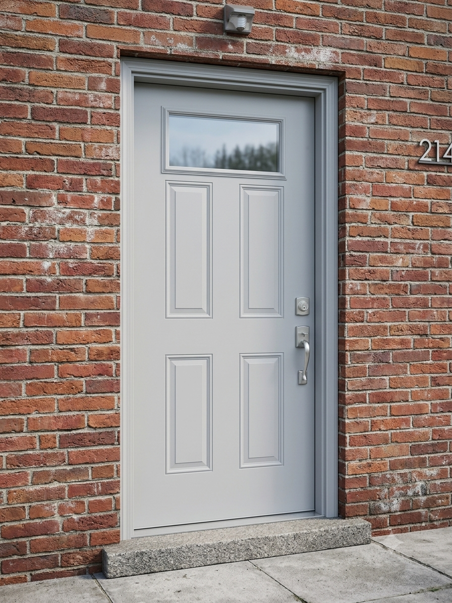 Clear 1 Lite - Primed Steel Pre hung Entrance Door - 2210 Glass