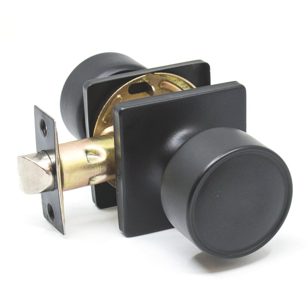Door Handle Passage - Square Knob - Matte Black