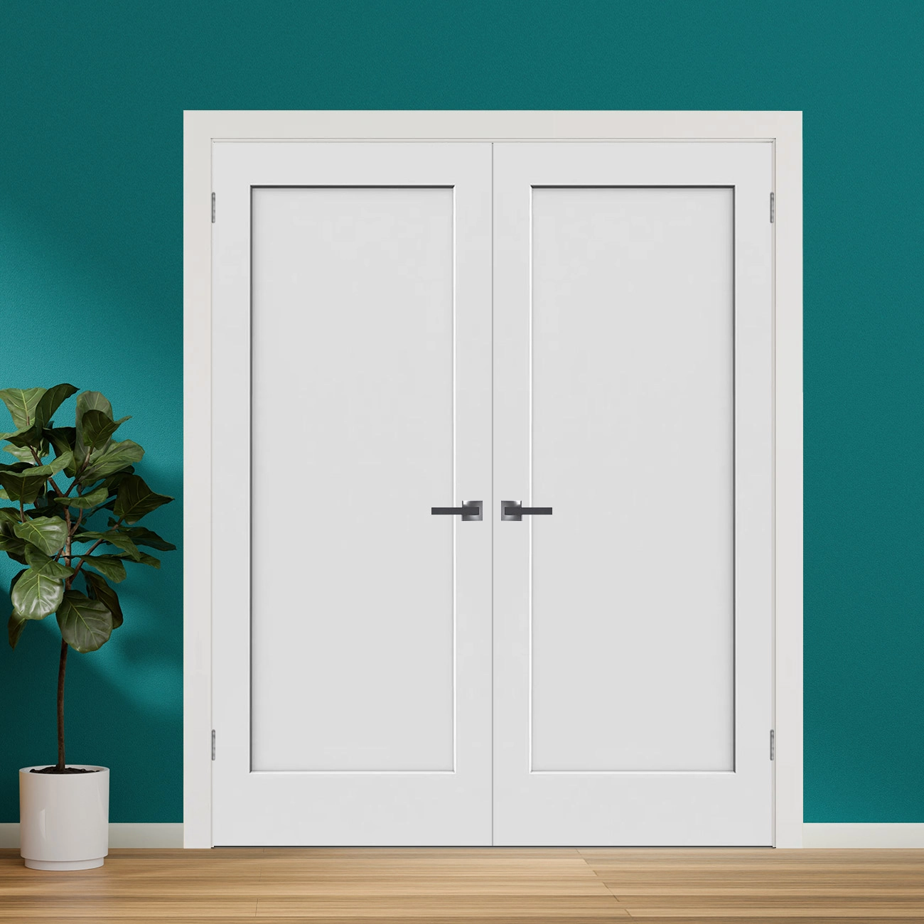 One Panel Shaker Hollow Core Door Black Hinges With Handle